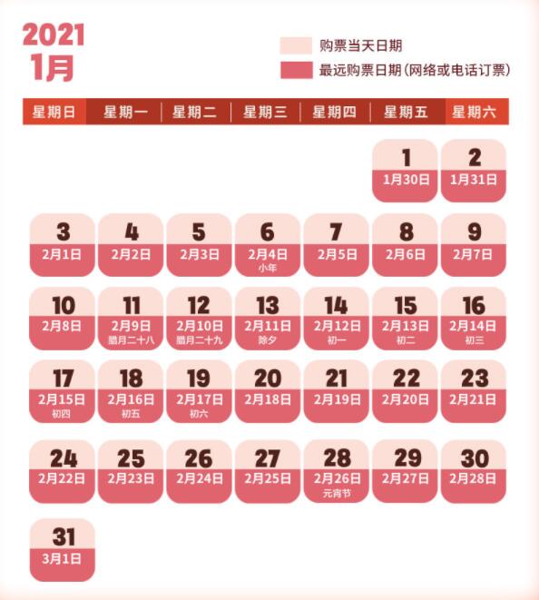 2021春运抢票日历介绍