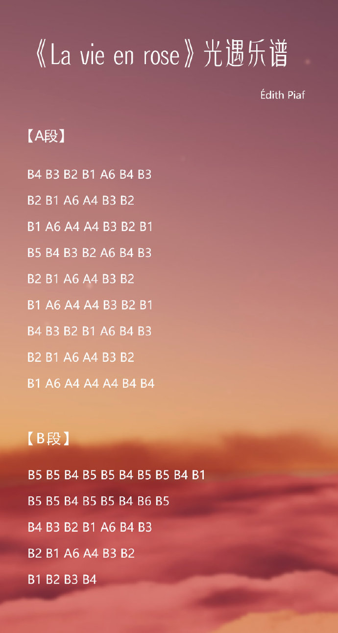 《光遇》玫瑰人生乐谱分享