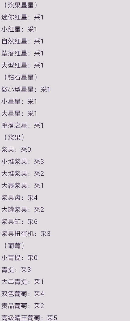 《小森灵》浆果葡萄采集数汇总介绍