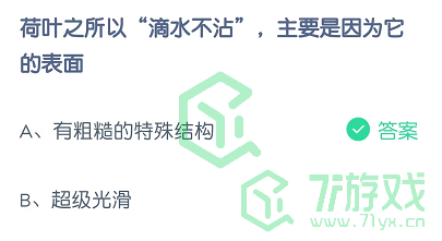 荷叶之所以“滴水不沾”，主要是因为它的表面