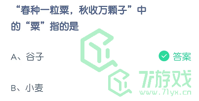 “春种一粒粟，秋收万颗子”中的“粟”指的是