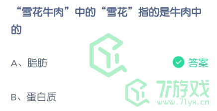 “雪花牛肉”中的“雪花”指的是牛肉中的