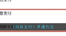 《抖音支付》开通方法