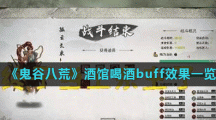 《鬼谷八荒》酒馆喝酒buff效果一览