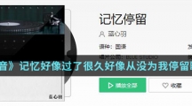《抖音》记忆好像过了很久好像从没为我停留歌曲介绍