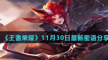 《王者荣耀》11月30日最新密语分享