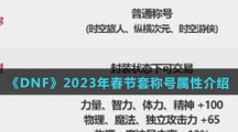 《DNF》2023年春节套称号属性介绍
