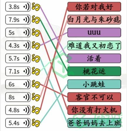 《汉字找茬王》听音连线正确的歌曲名通关攻略介绍