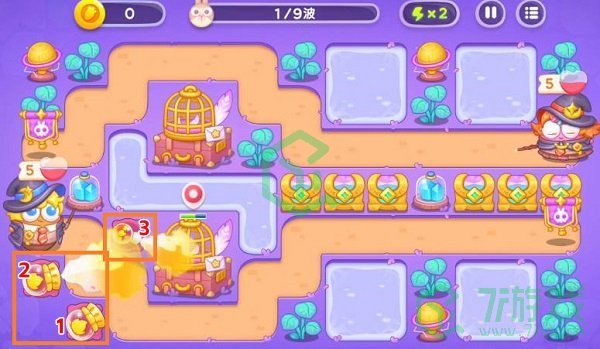 《保卫萝卜4》阿波与魔法宝藏第75关通关攻略